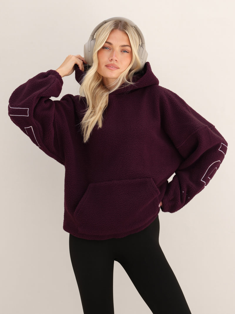 Borg Isabel Oversized Hoodie - Dark Cherry