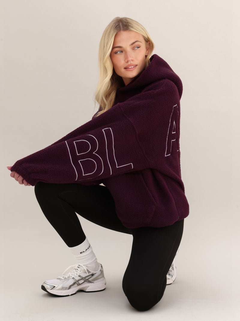 Borg Isabel Oversized Hoodie - Dark Cherry