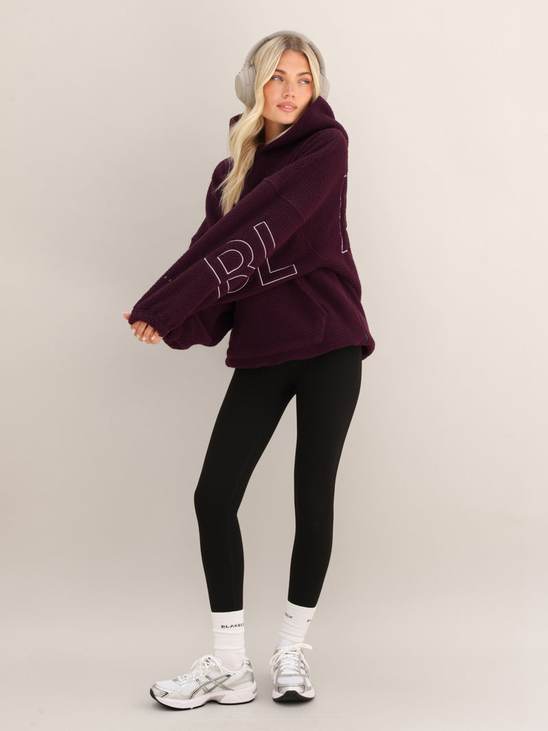 Borg Isabel Oversized Hoodie - Dark Cherry