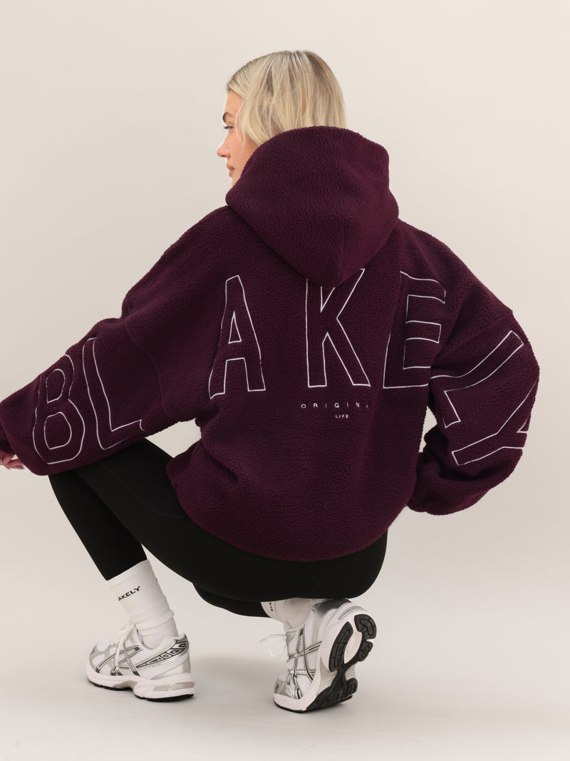 Borg Isabel Oversized Hoodie - Dark Cherry