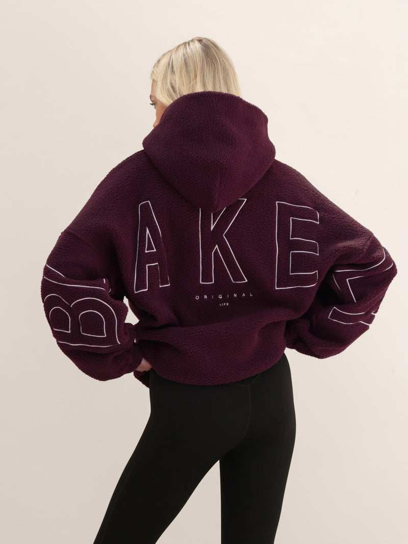 Borg Isabel Oversized Hoodie - Dark Cherry