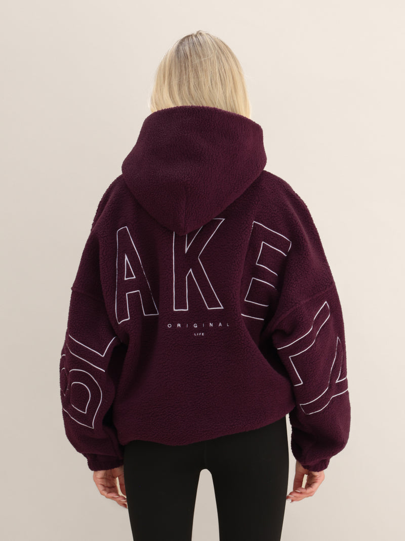 Borg Isabel Oversized Hoodie - Dark Cherry