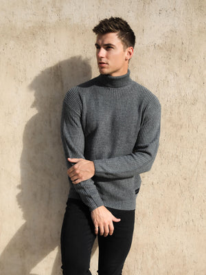 Hemsworth Roll Neck Jumper - Charcoal