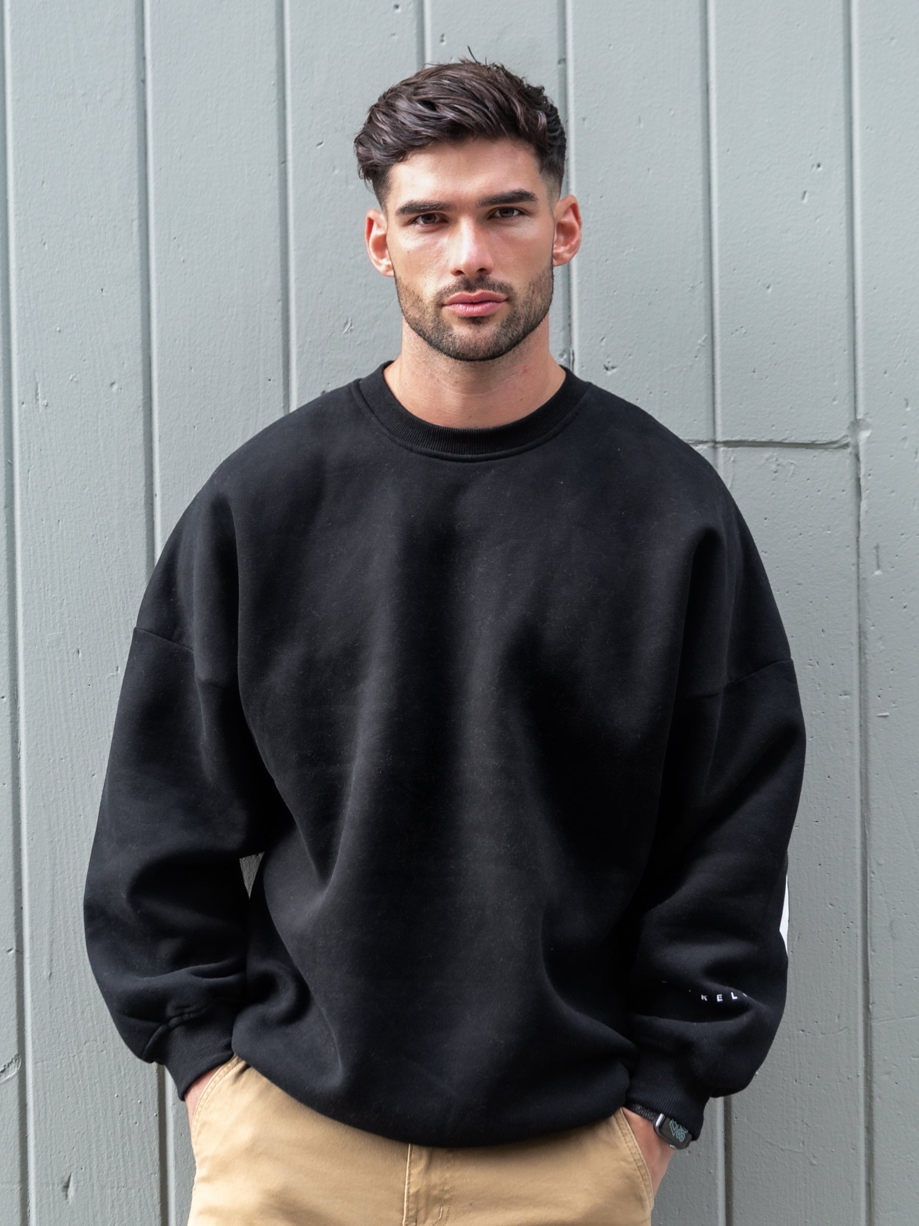Blakely Clothing Idris Mens Black Oversized Jumper Free delivery