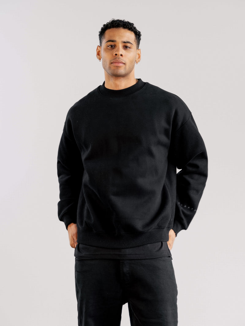 Tonal Idris Oversized Jumper - Black