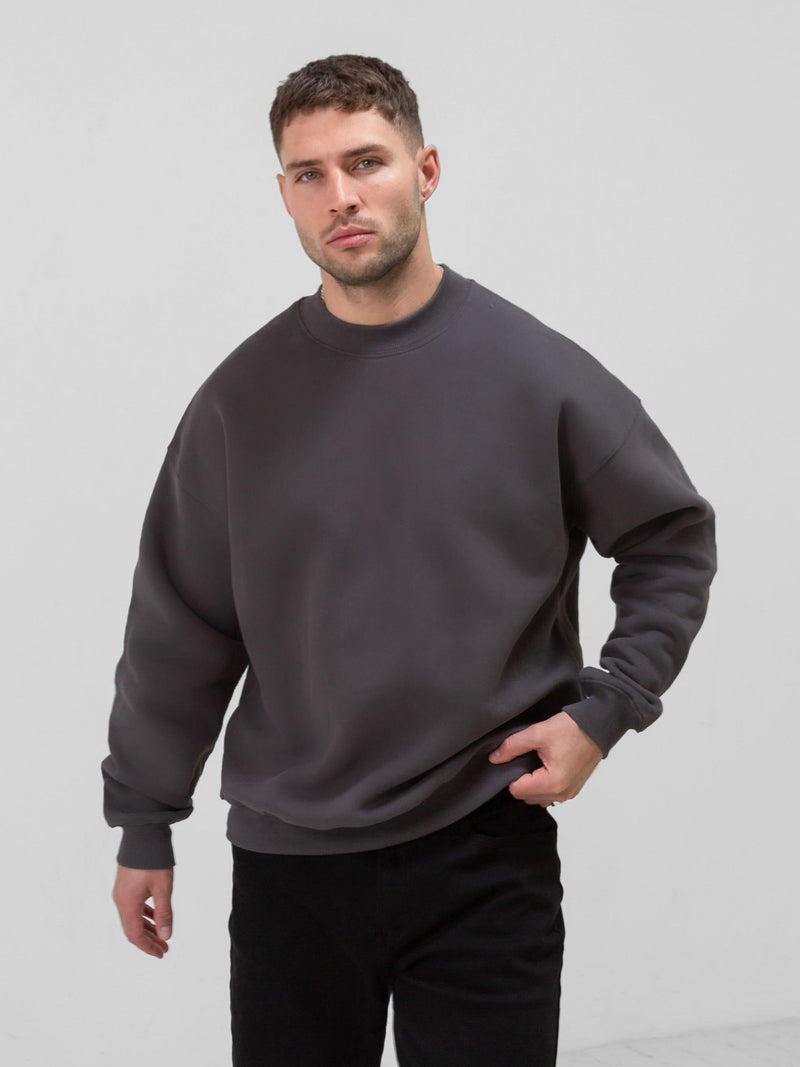 Tonal Idris Oversized Jumper - Charcoal