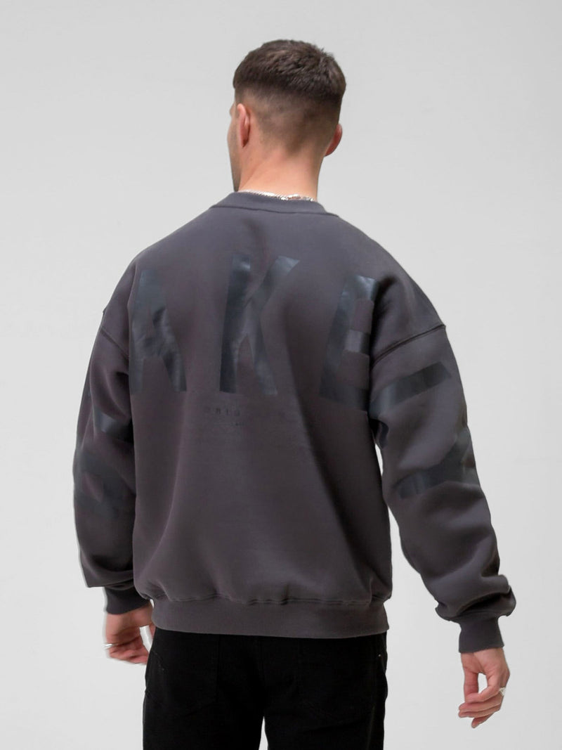 Tonal Idris Oversized Jumper - Charcoal