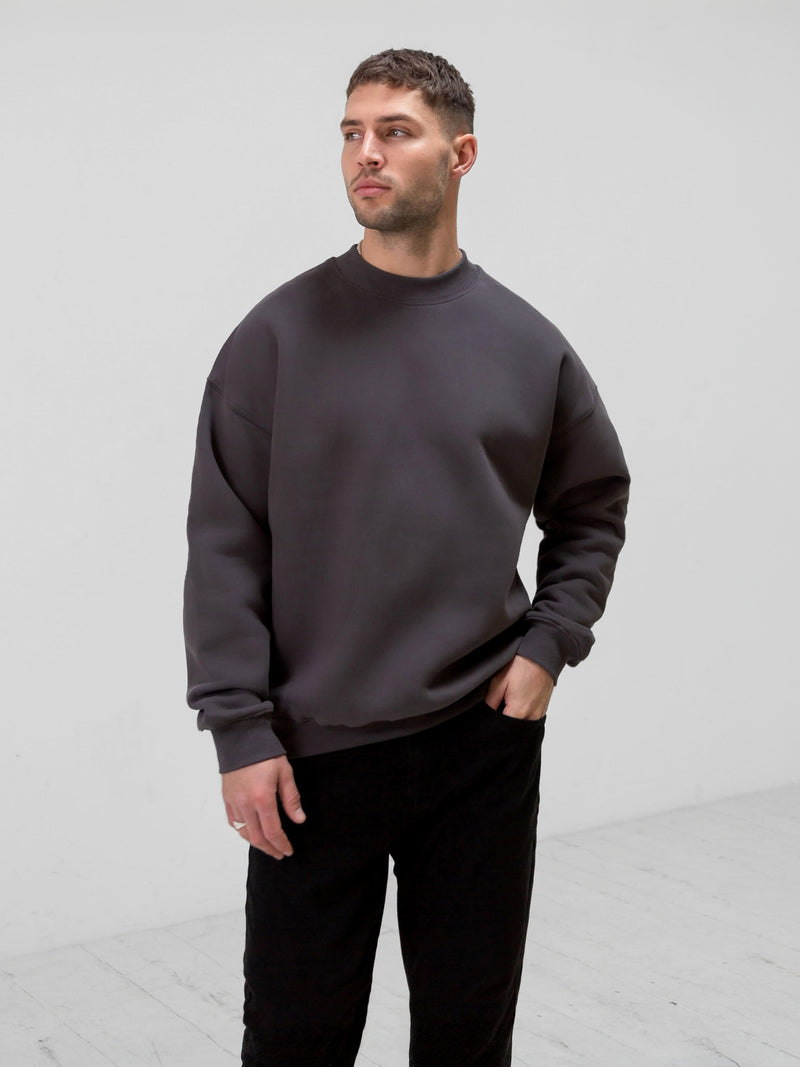 Tonal Idris Oversized Jumper - Charcoal