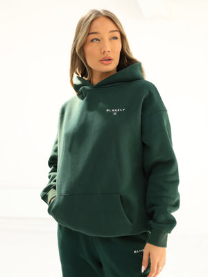 Riviera Initial Relaxed Women's Hoodie - Dark Green