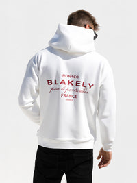 Monaco Relaxed Hoodie - White & Red