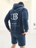 Riviera Initial Relaxed Hoodie - Mid Blue