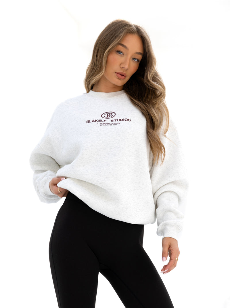 Madison Oversized Jumper - Marl White