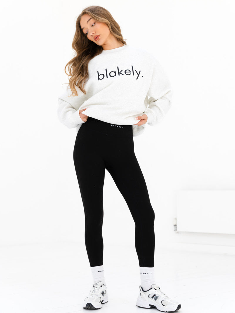Logo Oversized Jumper - Marl White