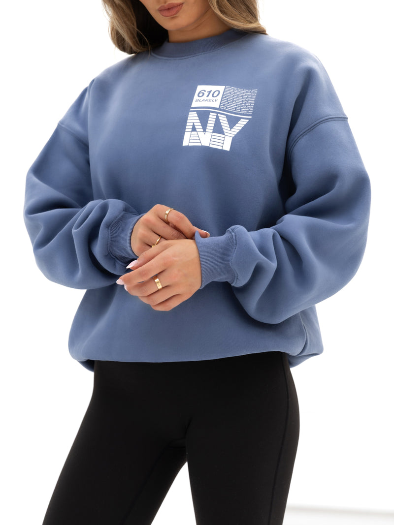 Brooklyn 610 Oversized Jumper - Mid Blue