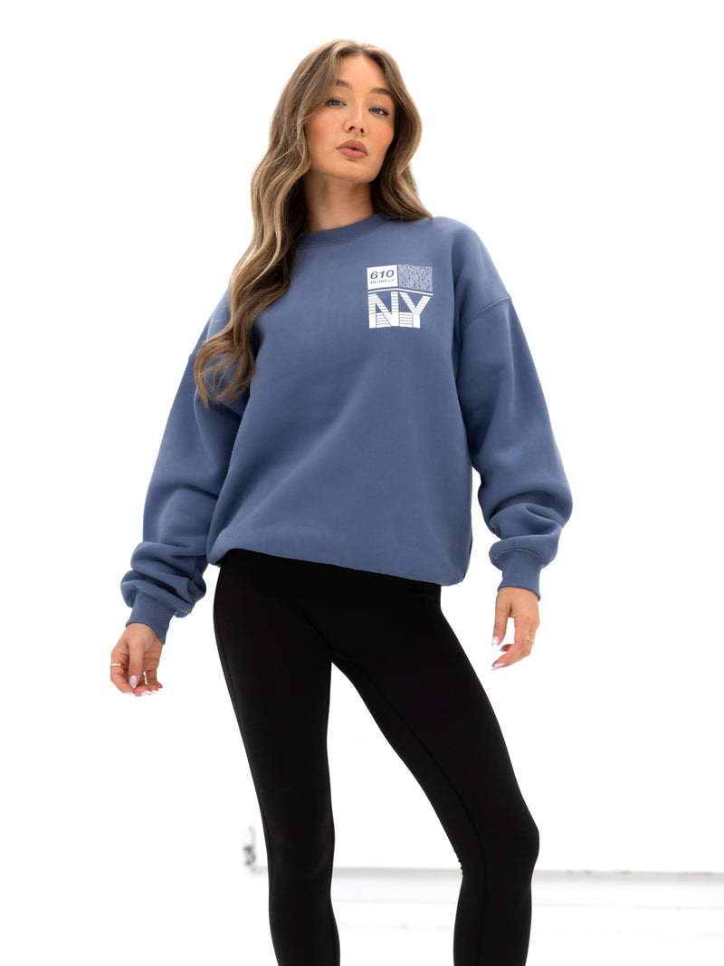 Brooklyn 610 Oversized Jumper - Mid Blue
