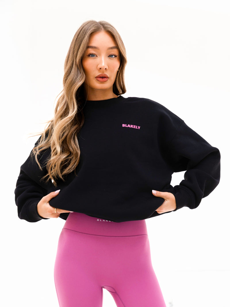 Amelie Oversized Jumper - Black & Pink