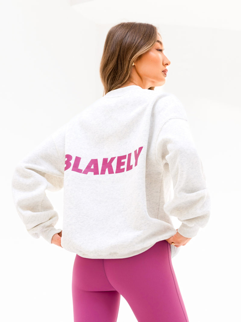 Amelie Oversized Jumper - Marl White & Pink