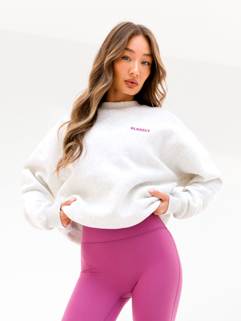 Amelie Oversized Jumper - Marl White & Pink
