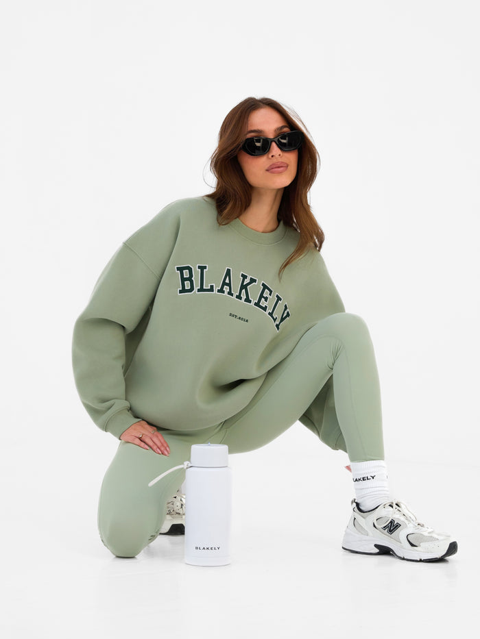 Varsity Oversized Jumper - Light Green