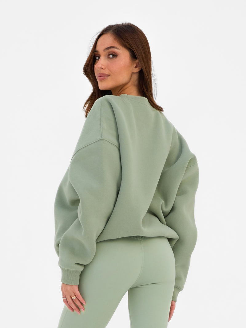 Varsity Oversized Jumper - Light Green
