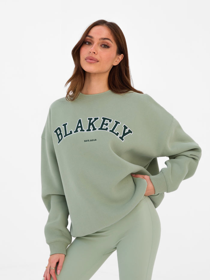 Varsity Oversized Jumper - Light Green