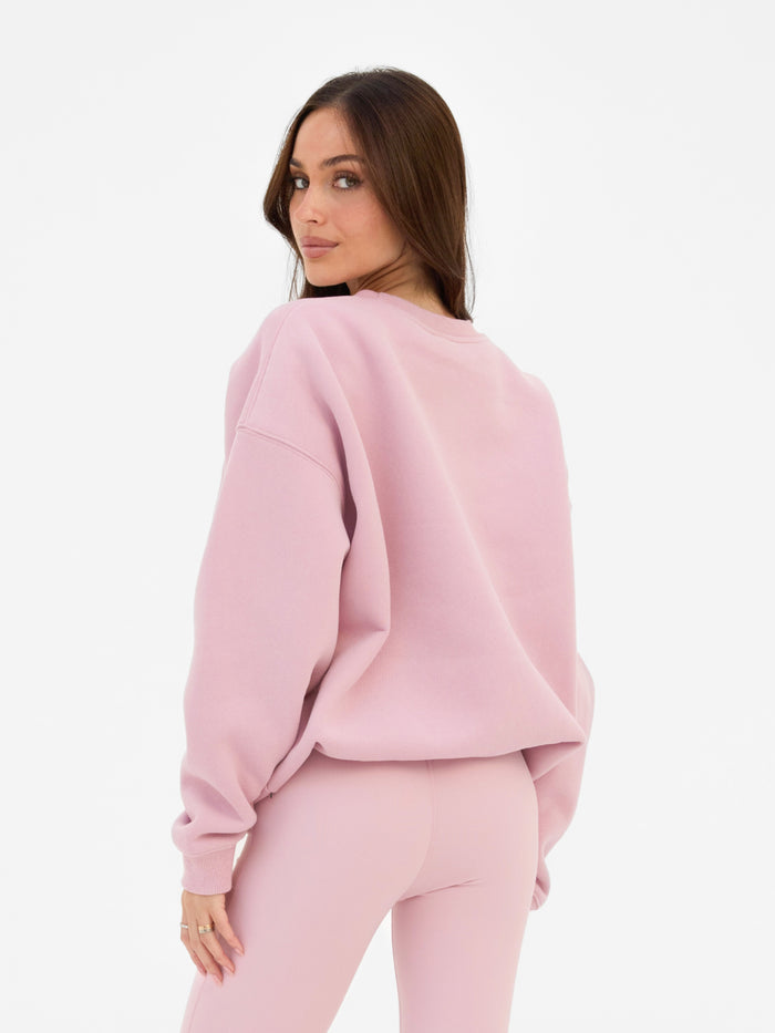 Varsity Oversized Jumper - Vintage Pink