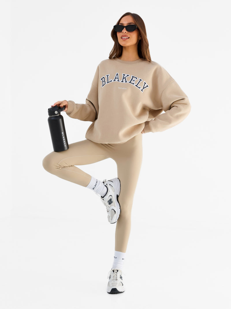 Varsity Oversized Jumper - Tan