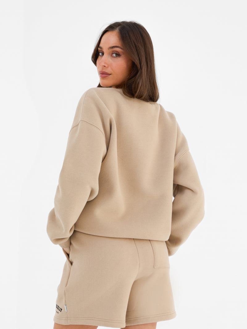 Varsity Oversized Jumper - Tan