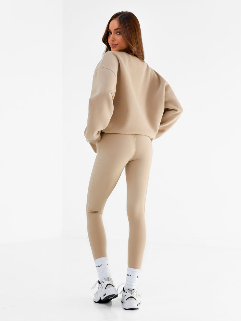 Varsity Oversized Jumper - Tan