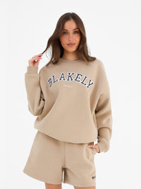 Varsity Oversized Jumper - Tan