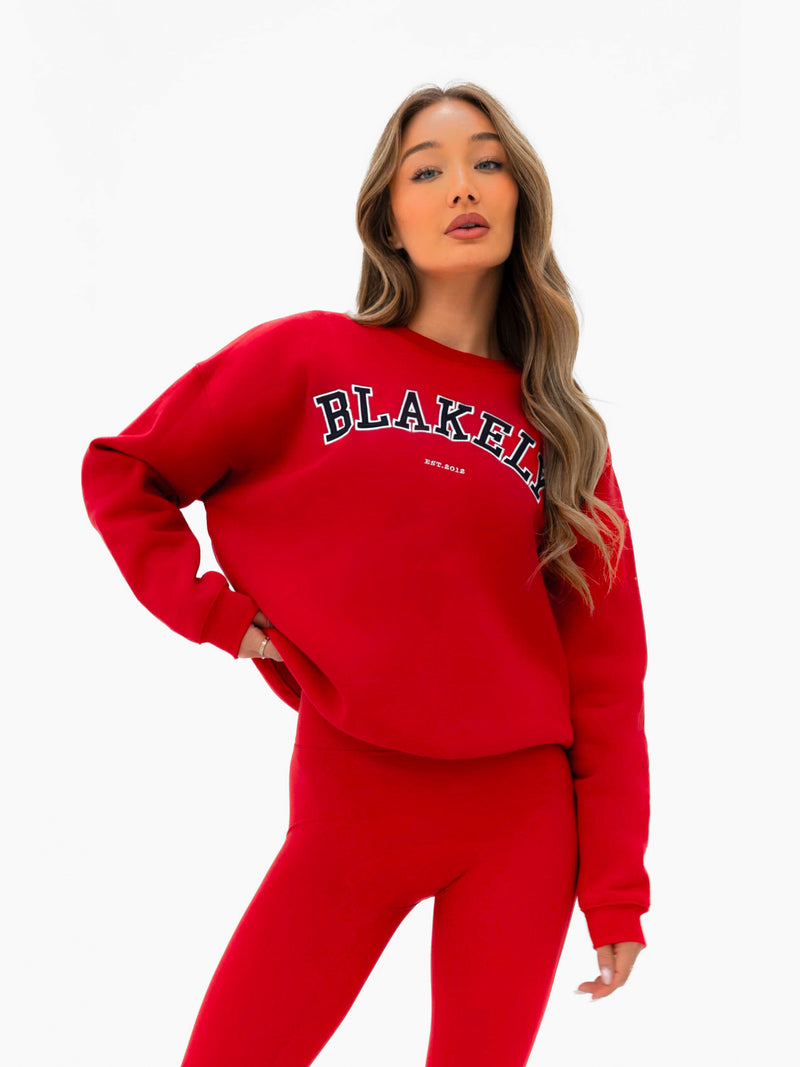 Varsity Oversized Jumper - Chilli Red