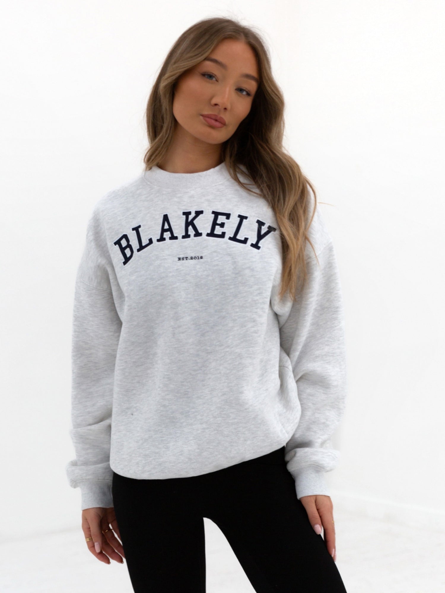 Buy Blakely Marl White Varsity Oversized Jumper | Free delivery on ...