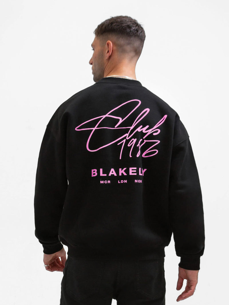 Club Relaxed Jumper - Black & Pink