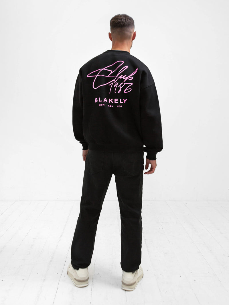 Club Relaxed Jumper - Black & Pink