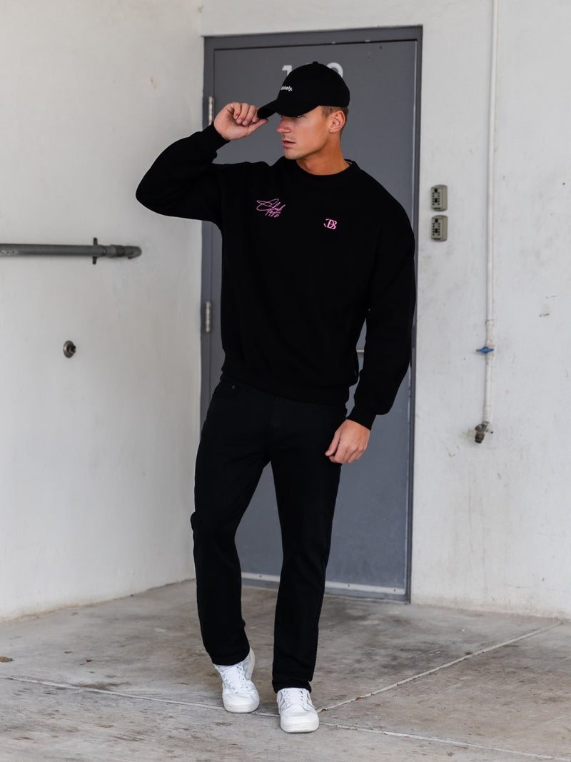 Club Relaxed Jumper - Black & Pink