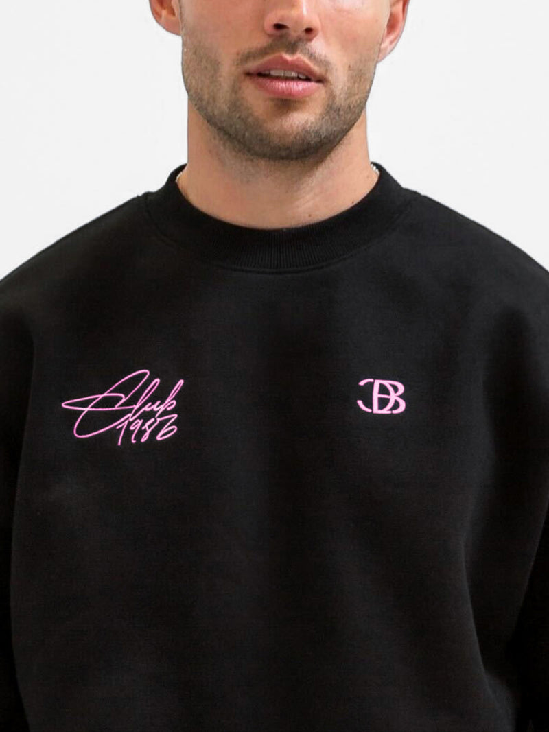 Club Relaxed Jumper - Black & Pink