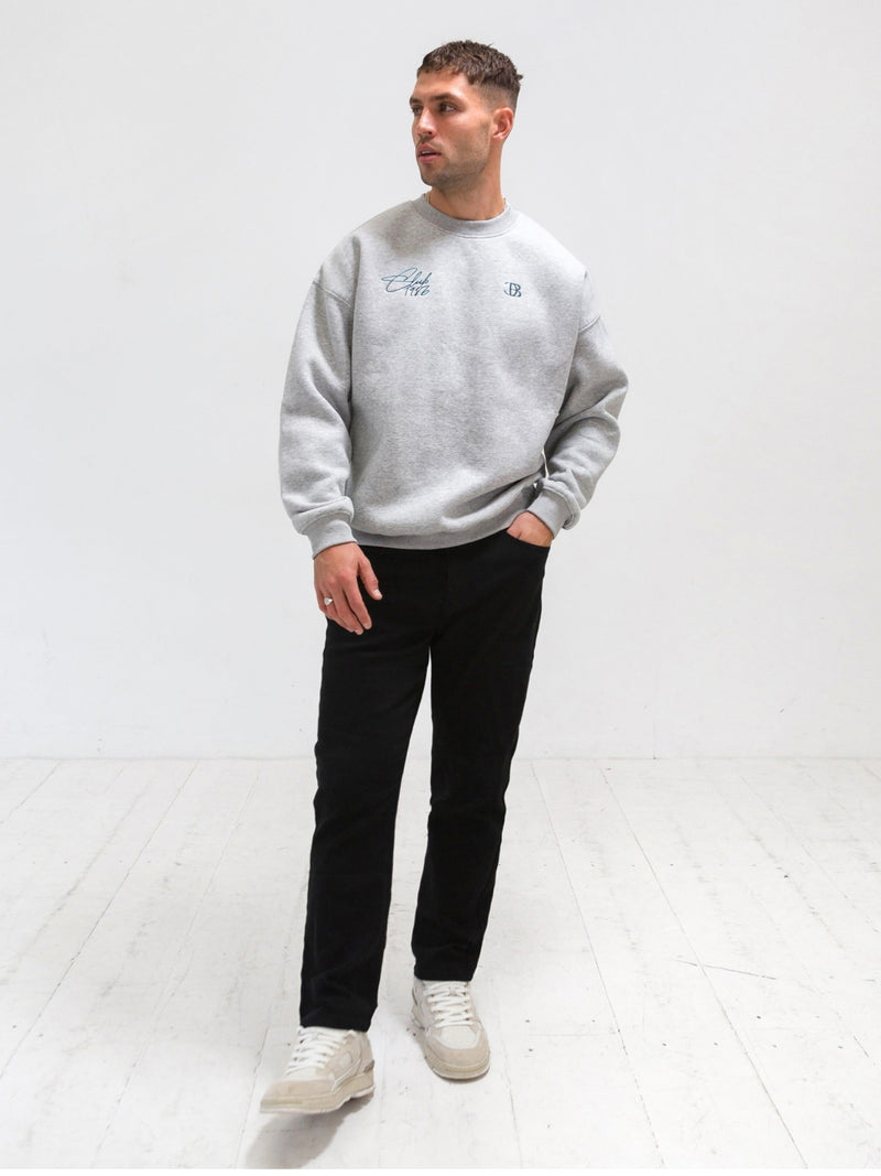 Club Relaxed Jumper - Marl Grey & Teal