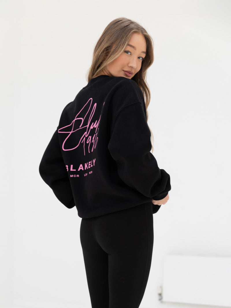 Club Oversized Jumper - Black & Pink