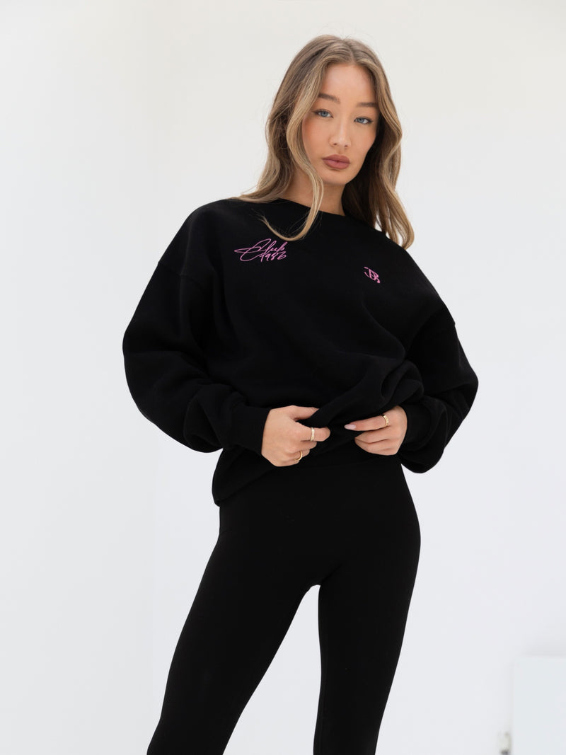 Club Oversized Jumper - Black & Pink