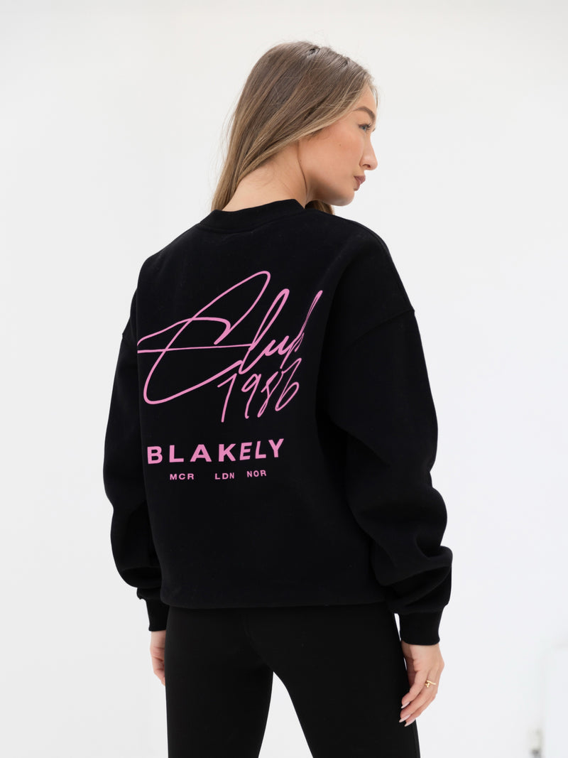 Club Oversized Jumper - Black & Pink