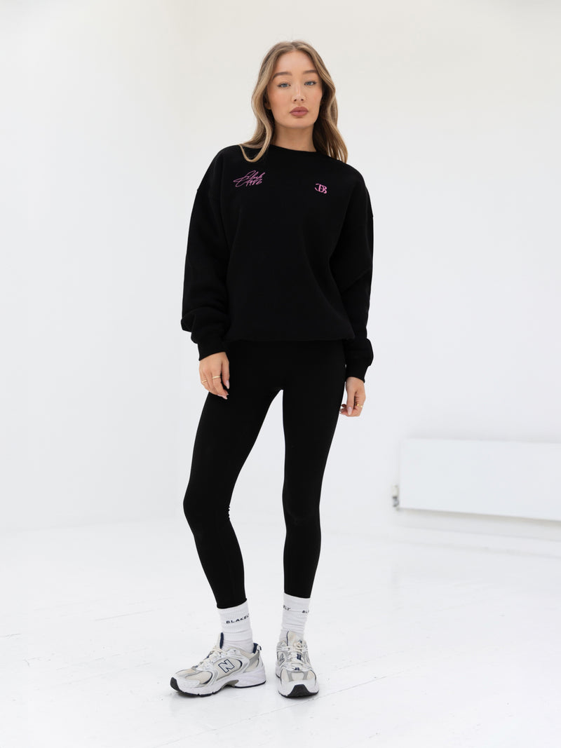 Club Oversized Jumper - Black & Pink