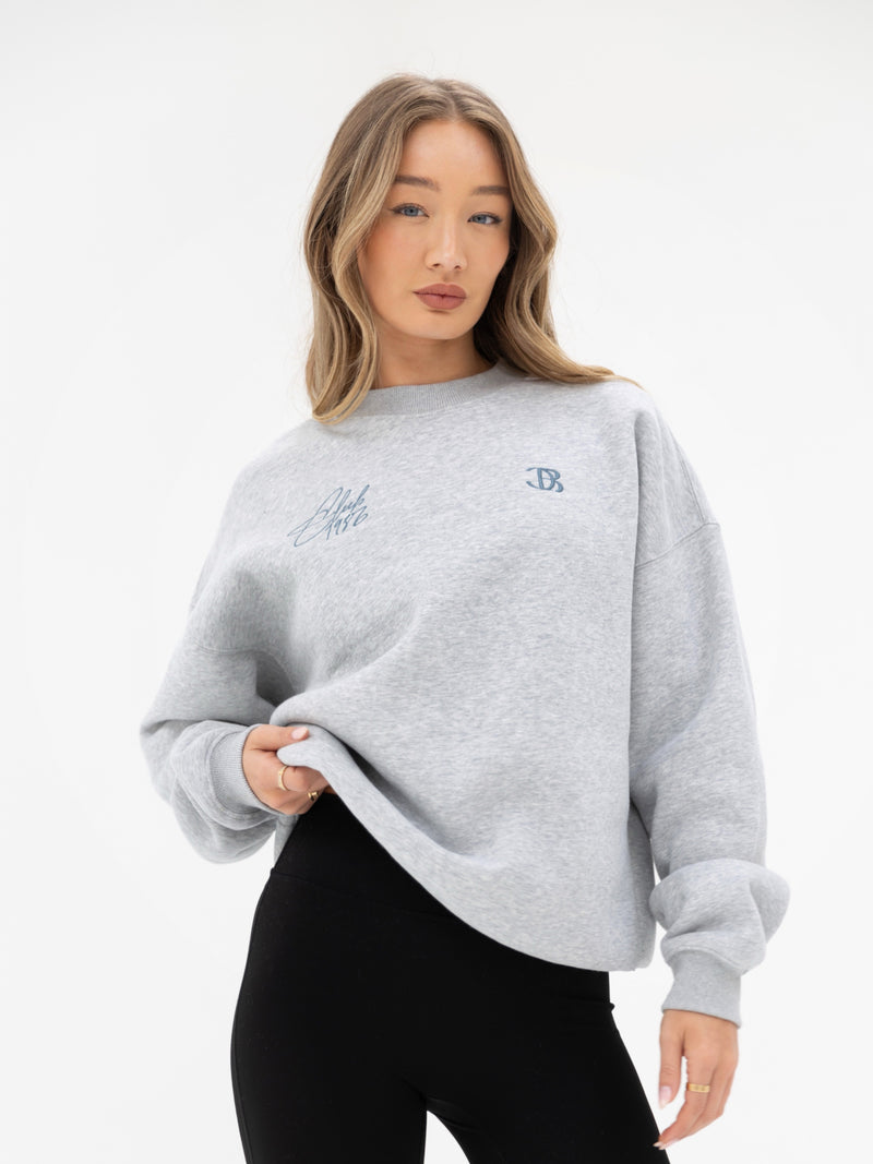 Club Oversized Jumper - Marl Grey & Teal