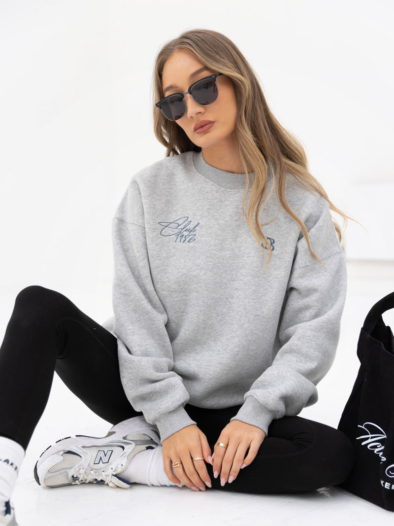 Club Oversized Jumper - Marl Grey & Teal