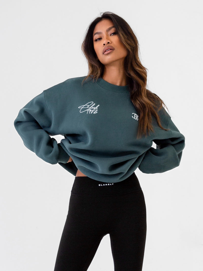 Club Oversized Jumper - Teal Green