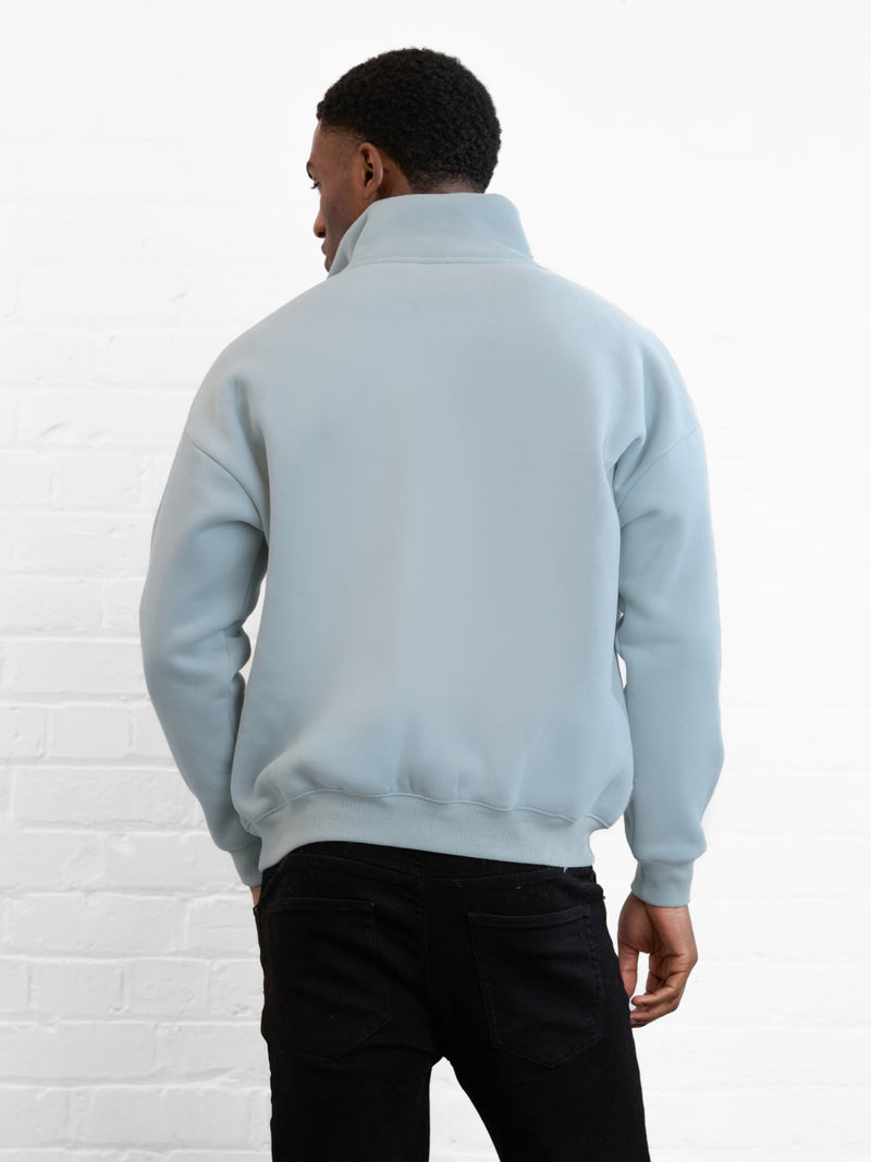 Outline Varsity 1/4 Zip Up Jumper - Mineral Blue