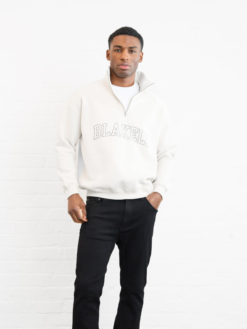 Outline Varsity 1/4 Zip Up Jumper - Chalk