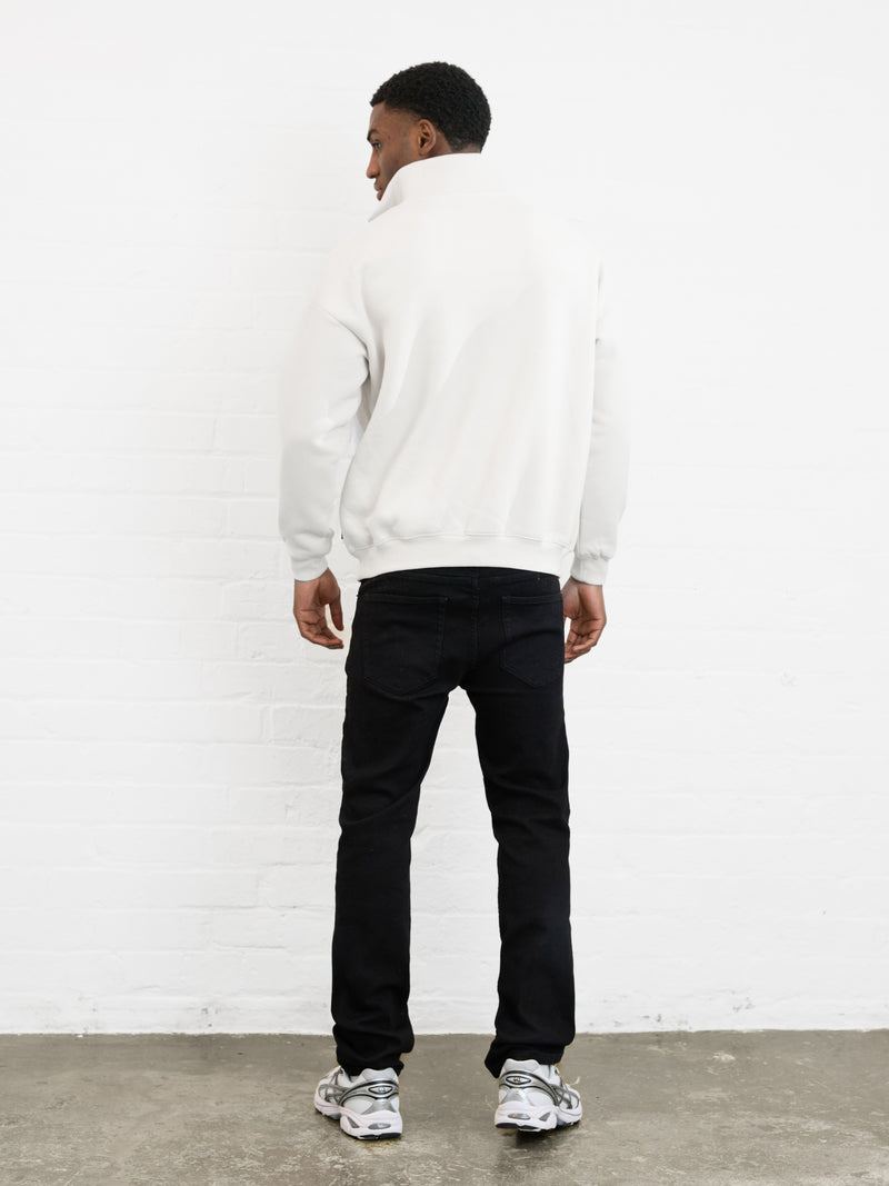 Outline Varsity 1/4 Zip Up Jumper - Chalk