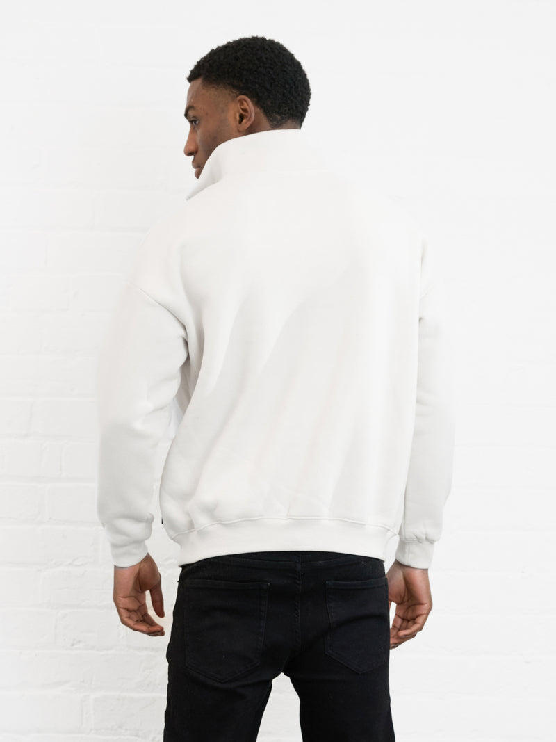 Outline Varsity 1/4 Zip Up Jumper - Chalk
