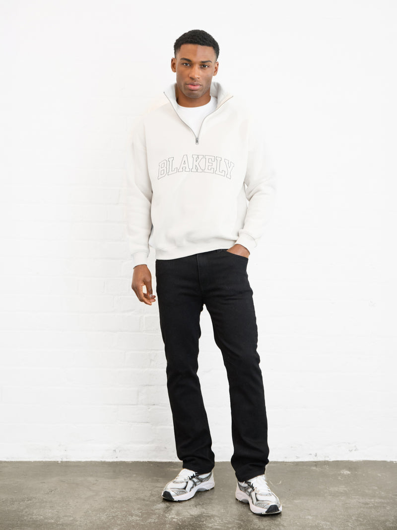 Outline Varsity 1/4 Zip Up Jumper - Chalk