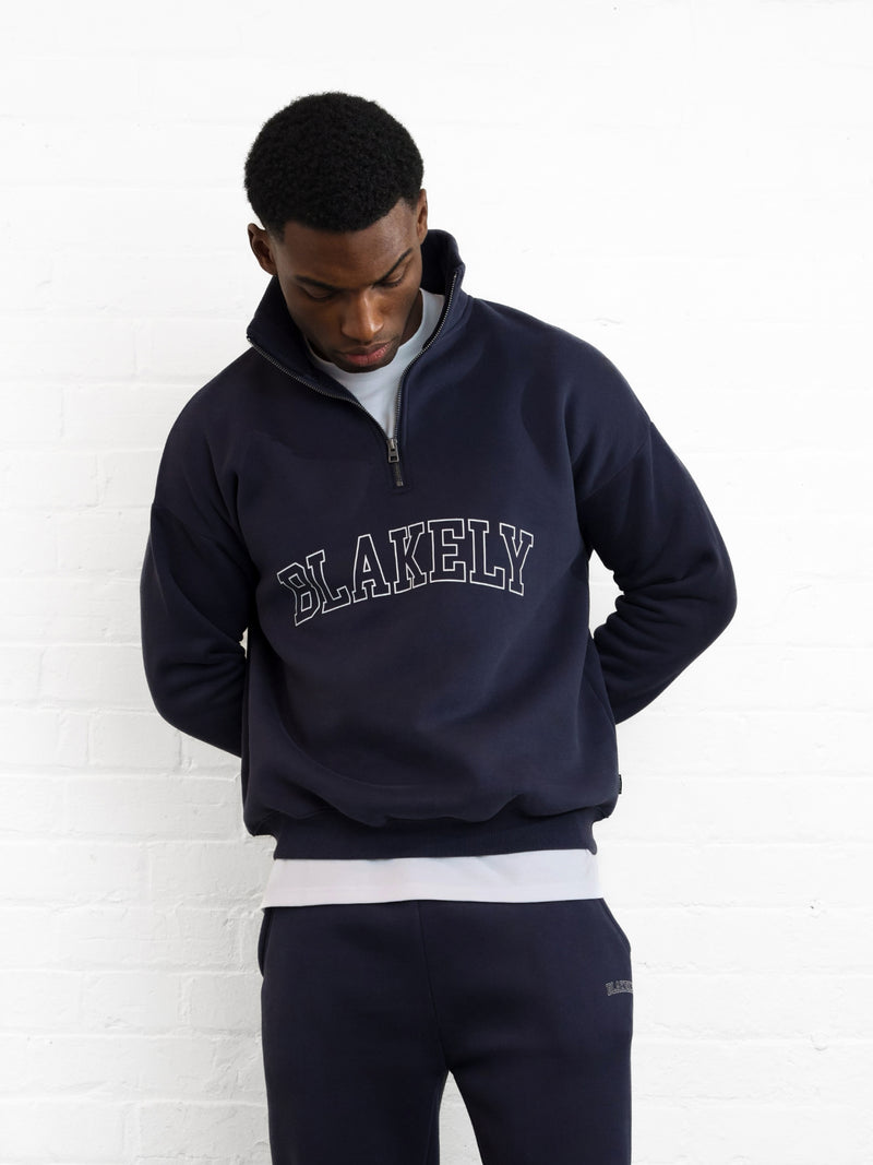 Outline Varsity 1/4 Zip Up Jumper - True Navy